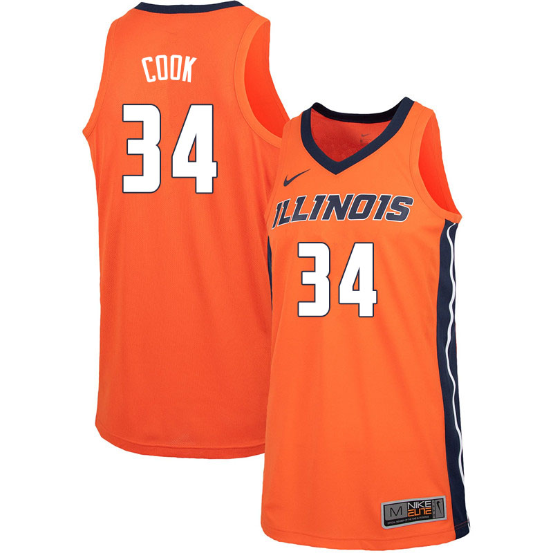 Men #34 Brian Cook Illinois Fighting Illini College Basketball Jerseys Sale-Orange